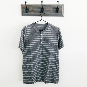 Abercrombie & Fitch Gray White Stripe Henley Top L